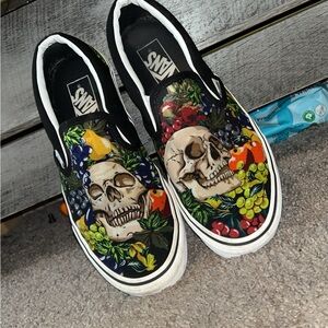 Vans Black Multicolor Skull Sneakers